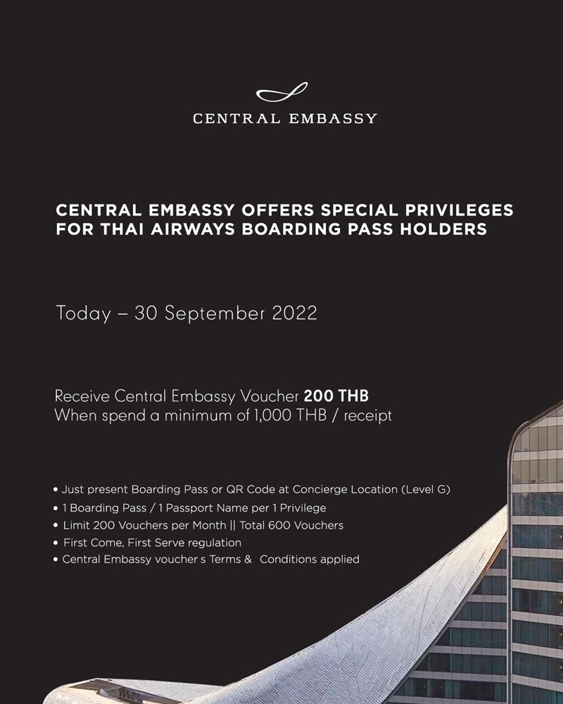 Central Embassy Offers Special Privileges for Thai Airways Boarding Pass Holders
